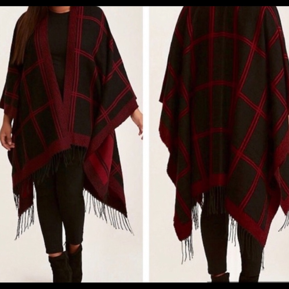 Torrid merlot and black shawl wrap.